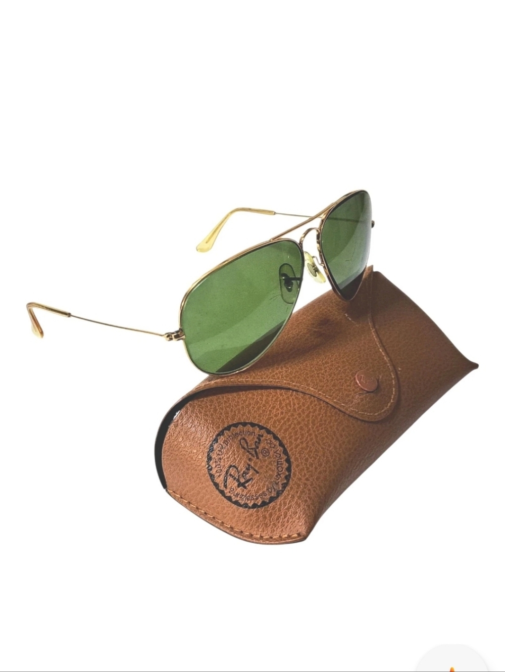 Vintage Bausch & Lomb Ray-ban Aviator Gold Green